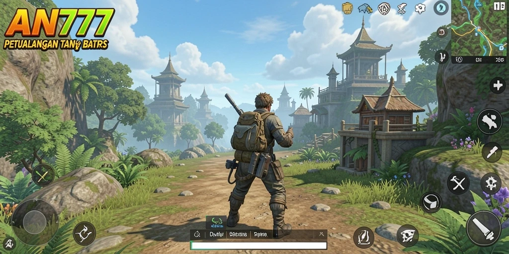 Screenshot gameplay AN777 menampilkan dunia terbuka yang kaya akan petualangan.