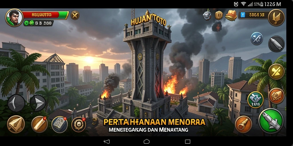 Screenshot yang menunjukkan aksi pertahanan menara yang seru.