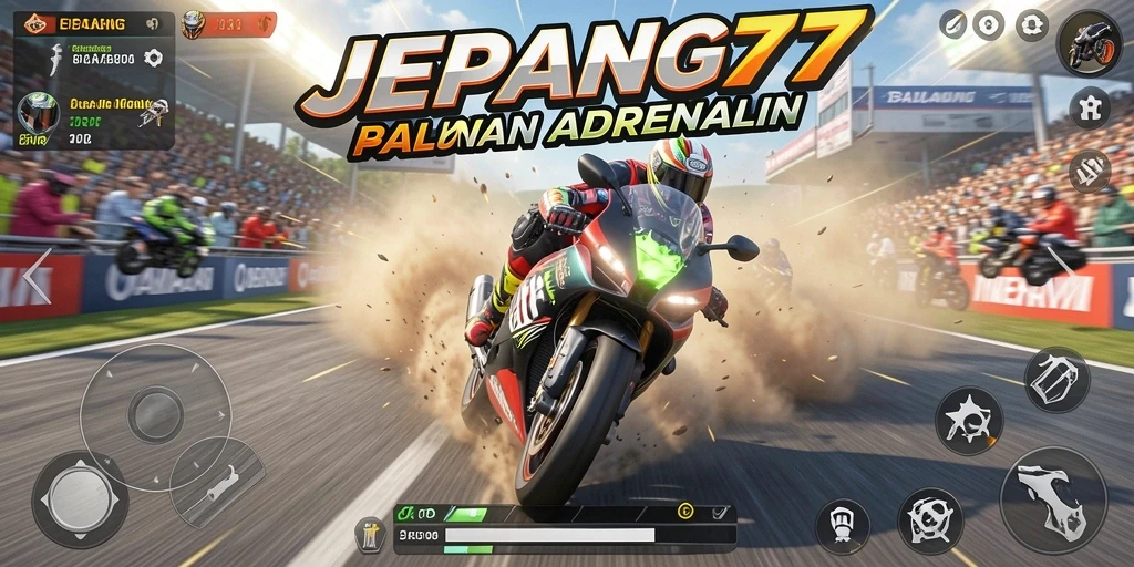 Gameplay seru JEPANG77 dengan balapan motor di jalanan Jepang.