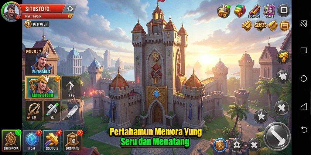 Tangkapan layar gameplay menunjukkan menara yang berfungsi dengan baik melawan musuh.